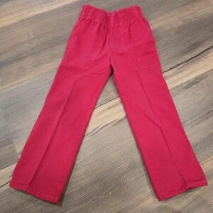Vintage Kids Red Cotton Poly Casual Pants Boys Girls 80s Made USA Liveins Size 5